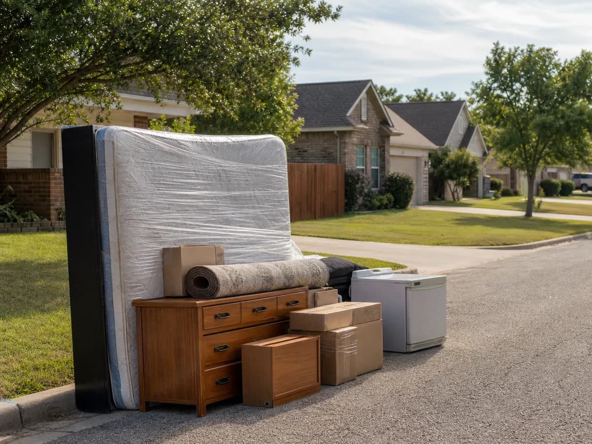 Bulk items staged for pickup