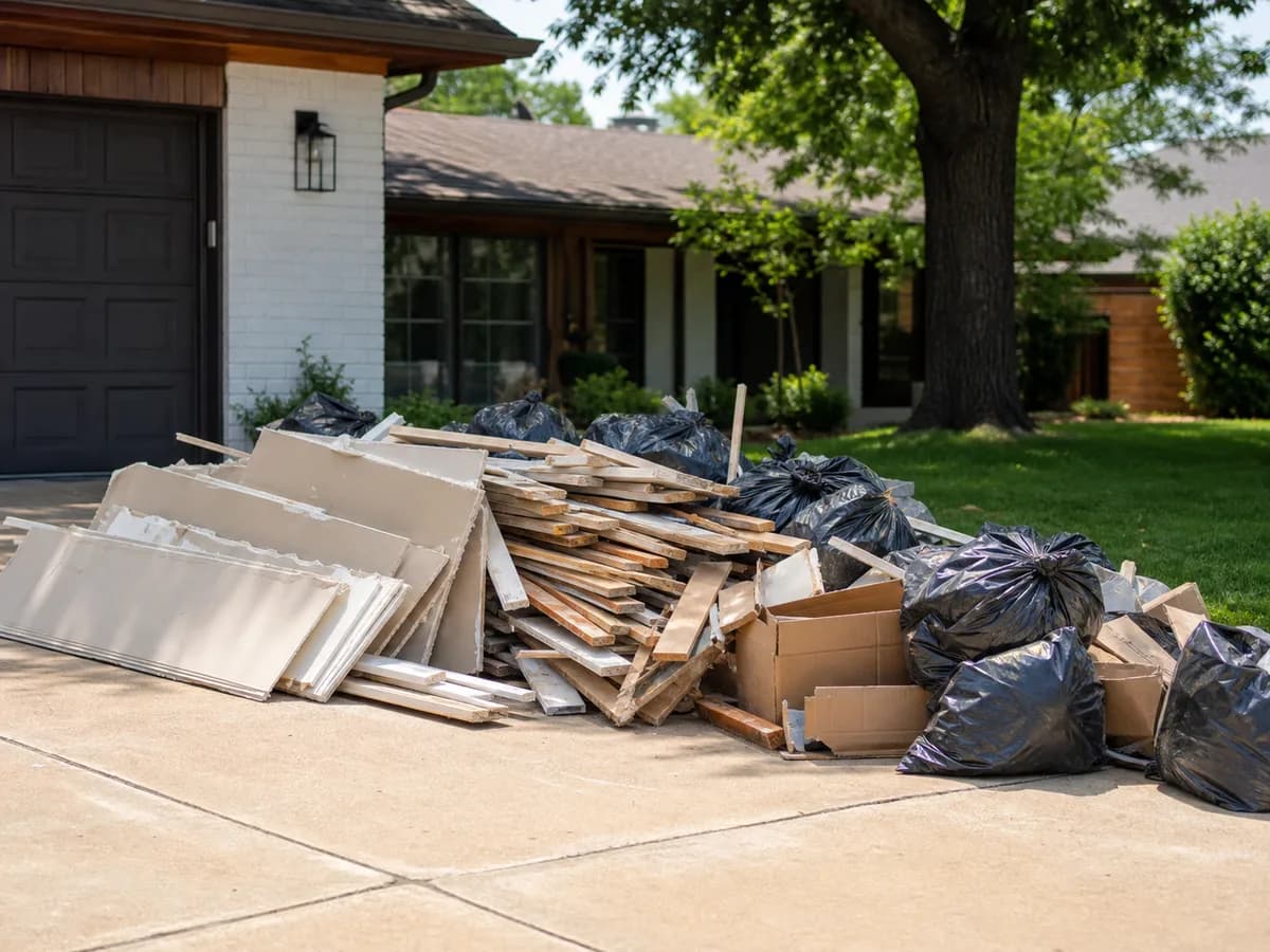 Renovation debris ready for hauling